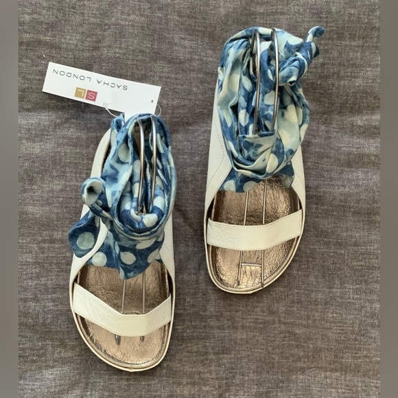 Sacha London White Leather sandals with Polkadot Ankle Tie-ups Size US6.5 / EU37 - Picture 3 of 6